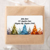 Aquarelle Arbres Retourner l'adresse Étiquette (En situation)