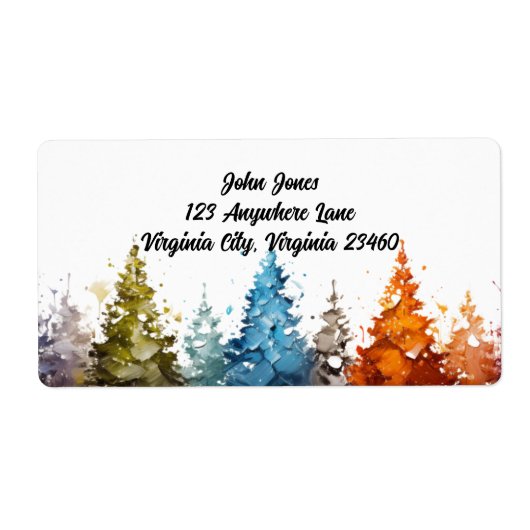 Aquarelle Arbres Retourner l'adresse Étiquette (Devant)