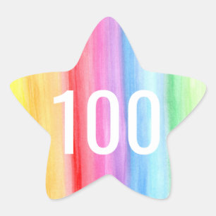 Aquarelle Arc-en-ciel 100 - Sticker en étoile