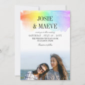 Aquarelle arc-en-ciel 2 en 1 Faire-part de mariage (Devant)