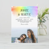 Aquarelle arc-en-ciel 2 en 1 Faire-part de mariage (Debout devant)