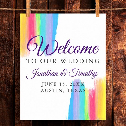 Aquarelle arc-en-ciel Bienvenue à notre affiche Ma