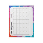 Aquarelle arc-en-ciel Bloc-notes Calendrier mensue (Tourné)
