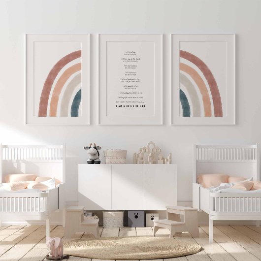 Aquarelle arc-en-ciel boho jeu de 3 couplet bible 