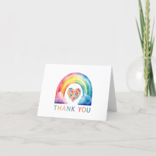 Aquarelle arc-en-ciel Carte de remerciements de co