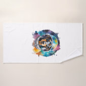 Aquarelle arc-en-ciel Galaxie L'astronaute Dachshu (Serviette de bain)