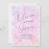 Aquarelle arc-en-ciel Invitation de fête d'anniver (Devant)