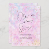 Aquarelle arc-en-ciel Invitation de fête d'anniver (Devant / Derrière)