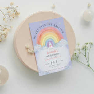 Aquarelle Arc-en-ciel Invitation de fête d'anniver