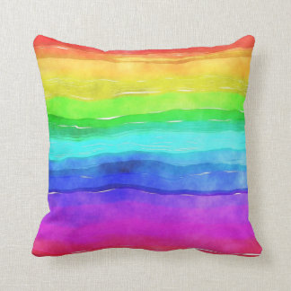 Aquarelle arc-en-ciel LGBT Coussin arc-en-ciel