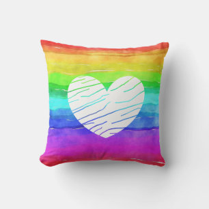 Aquarelle arc-en-ciel LGBT Coussin arc-en-ciel