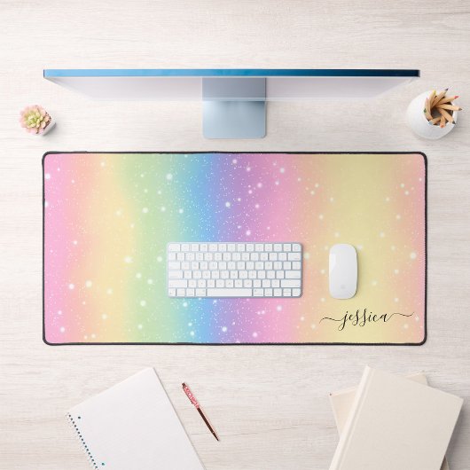 Aquarelle arc-en-ciel Parties scintillant rose jau