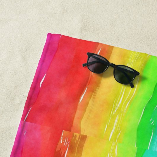 Aquarelle arc-en-ciel rayures Design Serviette de (En situation)