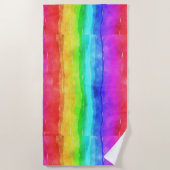 Aquarelle arc-en-ciel rayures Design Serviette de  (Devant)