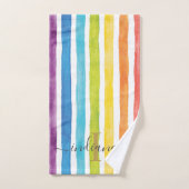 Aquarelle arc-en-ciel Rayures monographiques Perso (Serviette à main)