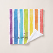 Aquarelle arc-en-ciel Rayures monographiques Perso (Gant de toilette)