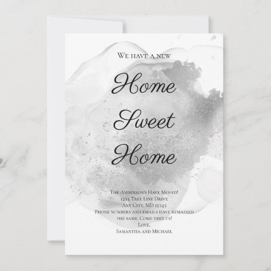 Aquarelle argentée Laver Faire-part de déplacement (Devant)
