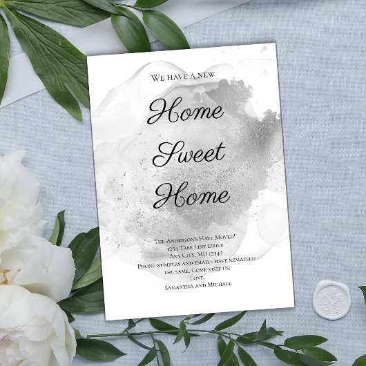 Aquarelle argentée Laver Faire-part de déplacement