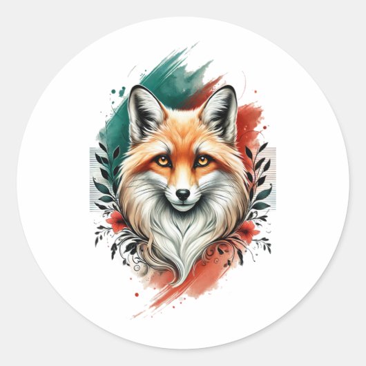 Aquarelle Art - Élégant Sticker Mystic Fox (Devant)