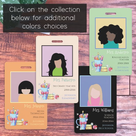 Aquarelle Art enseignant Vert Photo ID Badge