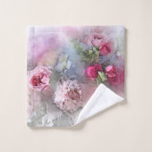 Aquarelle Art Pink Red Roses Bouquet Floral (Gant de toilette)