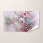 Aquarelle Art Pink Red Roses Bouquet Floral (Serviette à main)