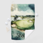 Aquarelle artistique terrain de golf serviette de  (En situation)