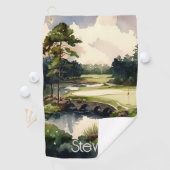 Aquarelle artistique terrain de golf serviette de (En situation)