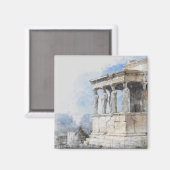 Aquarelle Athènes Magnet - Ruines grecques Souveni (Recto/Verso)