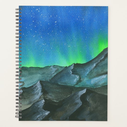 Aquarelle aurora boréale ciel de nuit (Devant)