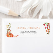 Aquarelle automne citrouille mariage étiquette (En situation)