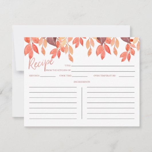 Aquarelle automne Feuilles de chute Carte de recet (Devant)