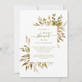 Aquarelle Automne verdure Baby shower Invitation (Devant)