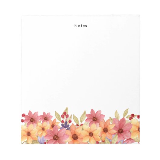 Aquarelle Autonomes Blooms Automne Bloc-notes pers (Devant)