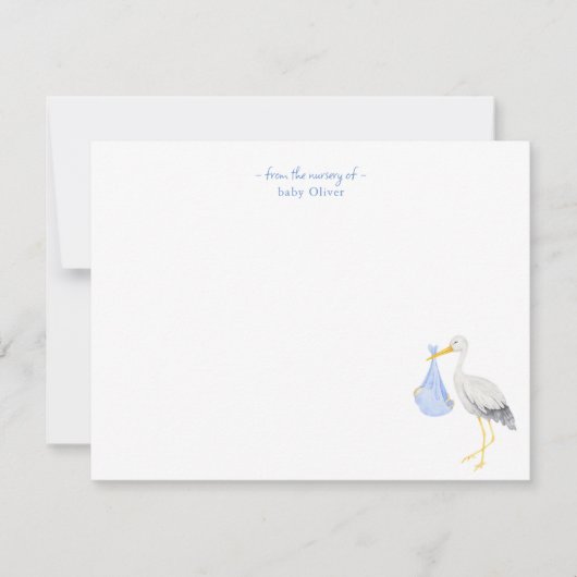 Aquarelle avec Carte de remerciements bébé garçon (Devant)