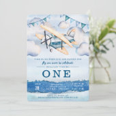 Aquarelle Avion Boy Invitations de fête d'annivers (Debout devant)