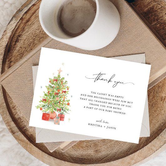 Aquarelle Baby shower de Noël Merci Cartes