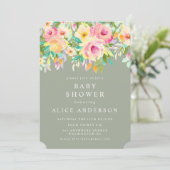 Aquarelle Baby shower Floral Garden Invitation (Debout devant)