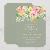 Aquarelle Baby shower Floral Garden Invitation (Devant / Derrière)