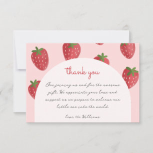 Aquarelle Baby shower fraise Merci Cartes