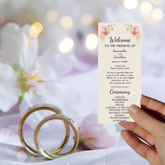 Aquarelle Bague de fleurs sur la carte de programm