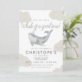 Aquarelle Baleine Invitation pour le premier anniv (Debout devant)