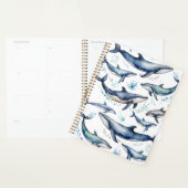 Aquarelle Baleines bleues et dauphins, animal mari (Devant avec enveloppe)