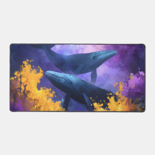 Aquarelle Baleines Jardin Océan Abstrait
