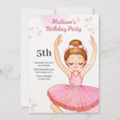 Aquarelle Ballerina Invitation Anniversaire (Devant)