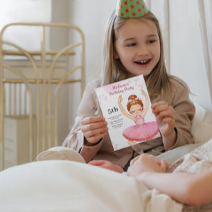 Aquarelle Ballerina Invitation Anniversaire