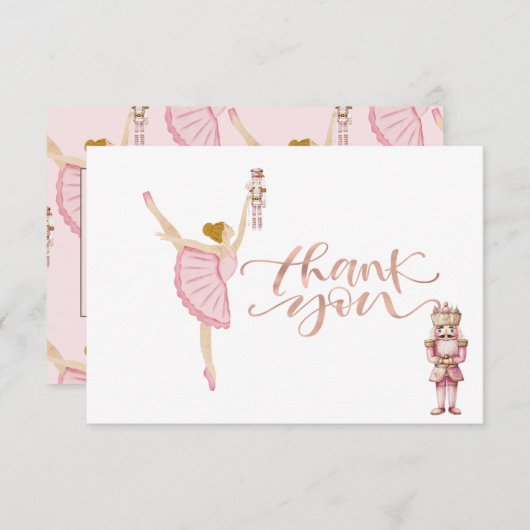 Aquarelle Ballerina Nutcrackers Carte de remerciem (Devant / Derrière)