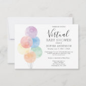 Aquarelle Ballons Baby shower virtuel Invitation (Devant)