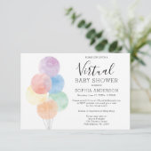 Aquarelle Ballons Baby shower virtuel Invitation (Debout devant)