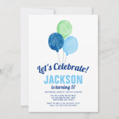 Aquarelle Ballons garçon Invitations d'anniversair (Devant)